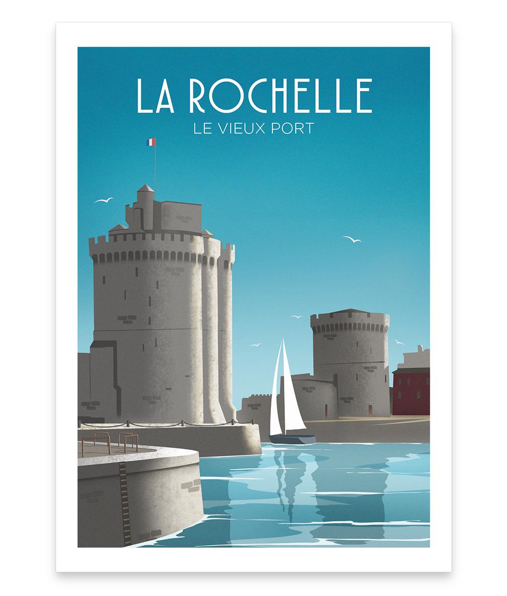 Affiche travel la rochelle vieux port onthewallagain 1